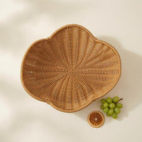 Imitation Rattan Basket Handmade Household Organizer Warm Brown