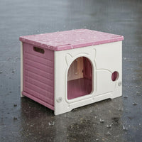 Rainproof Plastic Outdoor Kitten House Sunproof Weather-Resistant Stray Kitten Shelter Sturdy Semi-Enclosed Pet Villa Easy to Clean for Backyard, Garden