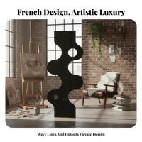 Foldable Wavy Panel Partition Minimalist Design Folding Screen Privacy Design Room Divider Mobile for Interior Designers, Business Owners, Entrance Hall, Bedroom, Studio Apartment, Restaurant