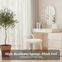 Light Luxury Design arcrear Dressing Chair Ins design Vanity Stool Armless Upholstered Seat Gold-Tone Legs for Makeup lovers, Women, Nail Technicians, Bedroom, Cloakroom, Dorm