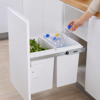 Trash Bin, Sorting, Drawer Type, Set of 2 x10L, Under Sink Storage, With Slide Rails, Plastic, White