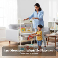 With Wheels Multi-Tier Rolling Rack Space Saving 5-Tier Mobile Bookshelf Heavy-Duty Utility Rolling Rack accessibleShelf Design for Homeowners, Students, Teachers, Living Room, Bedroom, Kitchen, Office