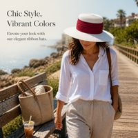 Women's Flat-Top Straw Sun Hat for Beach Vacations and Sun Protection