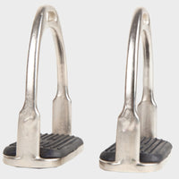 Silver Metal Frame Children's Stirrups Black Step Platform Anti-Slip Stirrups Rounded Arch Shape Stainless Steel Stirrup Extended Opening for Children