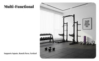 Half Squat Rack Heavy Duty Construction Adjustable Squat Rack Commercial Grade Strength Strength Rack Cage for Weightlifters, Bodybuilders