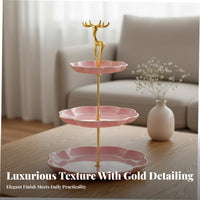 3-Tier Fruit Plate Light Luxury Design 3 Level Food Stand Nordic Design Dessert Stand Tray for Living Room, Party, Wedding