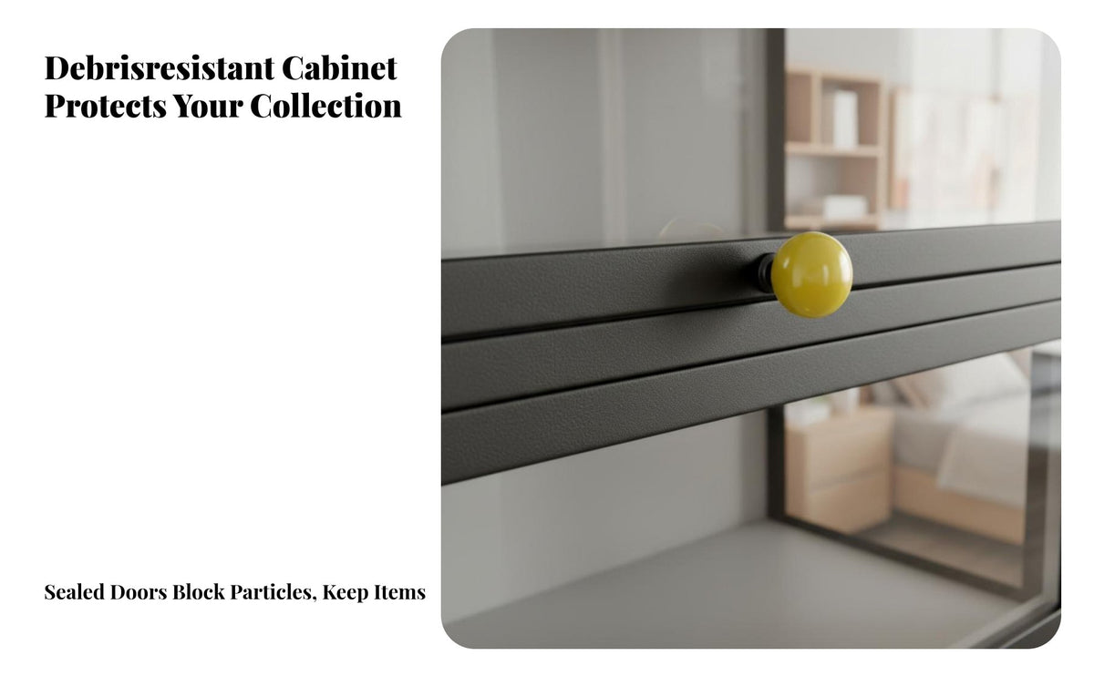 particle-proofresistant Glass Door Storage one-piece Floor-Standing Tall Cabinet with Transparent Doors Modern design book storage cabinet Easy to Clean for Collectors, Book Lovers, Office Workers, Study Room, Bedroom