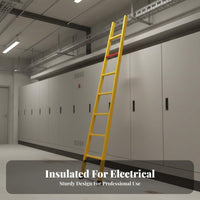 Insulated Electrician Ladder Lightweight Fiberglass Single Ladder Anti-Slip Feet for Electricians, Maintenance Workers, Construction Sites, Workshops