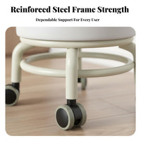 Ultra-Quiet Caster Wheel Stool Noiseless Movement Slimline Design Roller Stool With Wheels Rolling Seat 360° Swivel for Children, Homeowners, Living Room, Entryway, Cleaning, Gardening