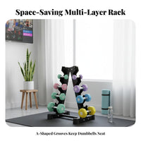 Space Saving Angled-Frame Dumbbell Rack Stable Design Multi-Tier Weight Stand Heavy-Duty Vertical Dumbbell Stand Anti-Slip Feet for Women, Home Gym