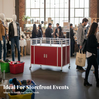 Heavy Duty Shop Display Cart with Wheels Powder Coated Steel Display Cart with Storage Cabinet Easy to Clean Rolling Merchandise Stand Rustproof for Street Vendors, Retailers, Supermarkets, Convenience Shop S, Temporary Shops, Trade Shows