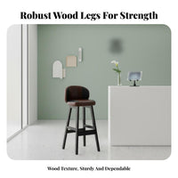 Modern Design Upholstered Low-Back High Stool Built-in Footrest Upholstered Stool with Backrest Padded Cushion Counter Chair Stable Frame for Homeowners, Families, Business Owners, Home Bar, Reception Desk, Restaurant, Kitchen Island