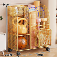 Metal Home Gym Storage Trolley Grid-styleGrid Fitness Equipment Organizer Arched Side Panels Exercise Gear Rack Two Shelf Levels