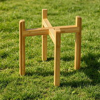 Cross-Brace Bowl Stand Bamboo Finish Wooden Pet Bowl Stand Open Design Raised Pet Feeder Holder