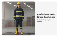 6 Pieces Heat Insulating 6 Piece Firefighter Suit Reflective Strips Retardant Firefighter Outfit Waterproof Fire Protection Clothing Breathable Material for Firefighters, Safety Trainees, Firefighting, Industrial Sites