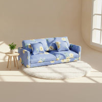 Dollhouse Sofa with Pillows Compact Two Seat Dollhouse Couch Elegant Miniature Double Sofa for Hobbyists