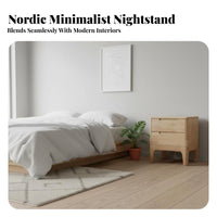 Nordic Design Rattan Front Nightstand Solid Wood Construction Bedside Table Fully Assembled Bedroom Furniture Sturdy and Stable for Apartment Dwellers, Interior Design Enthusiasts, Homeowners, Small Areas, Guest Room, Home