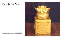 Feng Shui Chinese Wealth Seal Auspicious Design Chinese Fortunate Wealth Bag 360° Rotatable for Office Workers, Home Decor