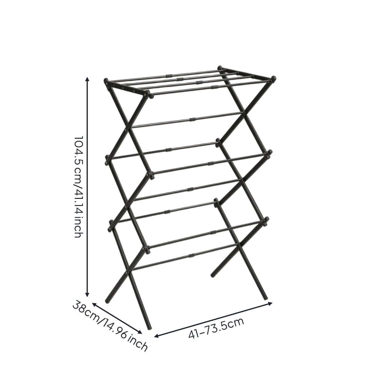 Foldable Folding Clothes Drying Rack Telescopic Clothes Drying Rack with Hanging Bar Multi-Tier Organizer Adjustable for Apartment