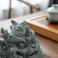 Traditional Craftsmanship Sandstone Mythical Beast Statue Finely Carved Mythical Beast Censer Detachable Design for Feng Shui Enthusiasts