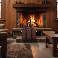 Canvas Firewood Bag Reinforced Trim Firewood Storage Long Bag Straps Log Carrier Tote