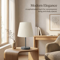 Bedside Table Lamp Shade with Pleated Material in Warm Beige, Drum Lampshade for Living Room and Floor Cloth for Interior Designers