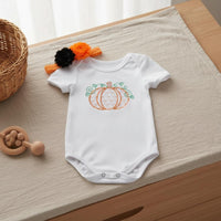 Halloween Infant Bodysuit Soft Material Embroidered Infant Bodysuit Skin-Friendly Short Sleeve Halloween Outfit for Young Children, Costume Parties