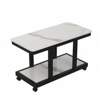 With Wheels 2-Tier Rolling Table Space-Saving Side Table Multifunctional Mobile Storage Minimalist Design for Apartment Dwellers, Office Workers, Bedroom, Living Room, Small Areas, Bathroom