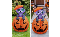 Inflatable Cat in Pumpkin Weather-Resistant Pumpkin Cat Inflatable Yard Ornament for Lawn
