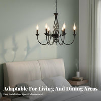 Simple Design Wrought Iron Chandelier Easy Installation Candle Design Chandelier Adjustable Height American Design Hanging Light Lamp Resistant for Business Owners, Homeowners, Interior Designers, Dining Room, Restaurant, Bedroom, Coffee Shop