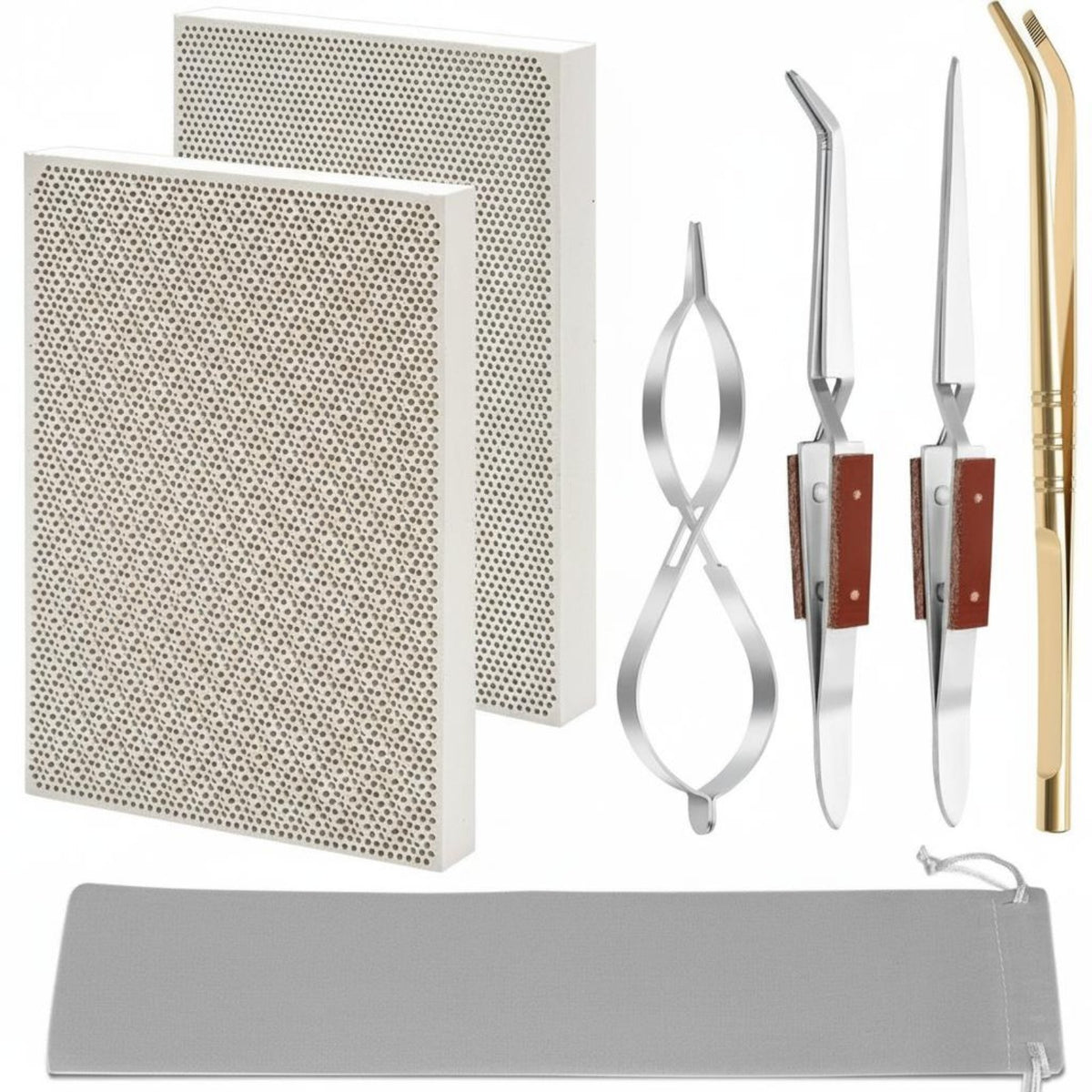 7 Pieces Heat Resistant Jewelry Joining Tool Kit Includes Storage Bag Jewelry Soldering Kit Serrated Tips for Crafters, Beginners