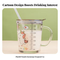 Measurement Scale Glass Sippy Cup with Straw Food-Grade Material Glass Measuring Cup for Children Heat Resistant for Boys, Girls, Mealtime