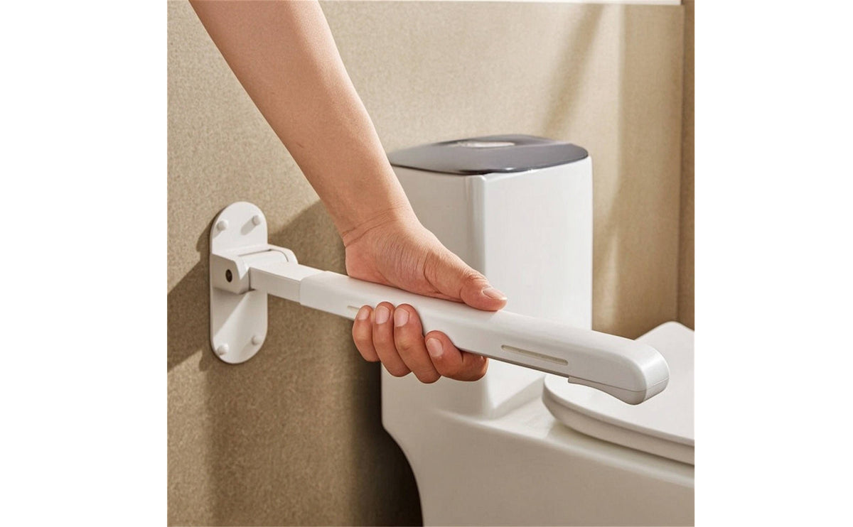 Toilet Rail with Folding Arm Space-Saving Toilet Grab Bar 304 Stainless Steel Support Rail with Wall Clip for Elderly, Seniors
