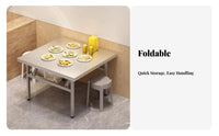 Foldable Design Folding Leg Table Space-Saving Square Collapsible Stand Portable Household Furniture Installationno-Cost for Apartment Dwellers, Home Office Workers, Outdoor Market, Small Areas, Kitchen, Dining Room