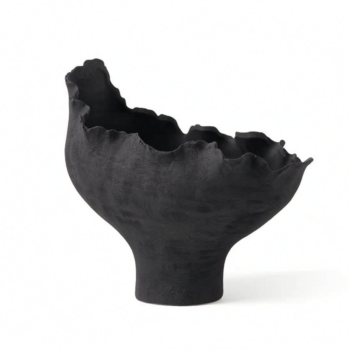 Vase with Ruffled edge Sculptural Ceramic Vase Textured Decorative Pot for Decorators, Interior Designers, Living Room, Entryway, Office