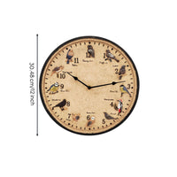 Wall Clock with Bird Design Outdoor Clock with Bird Dial Decorative for Homeowners, Gardeners, Garden, Porch, Backyard