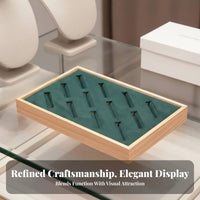 Solid Wood Frame Wooden Bracelet Display Tray Soft Padded Slots Bracelet Display Holder Protects From Scratches for Craft Fairs, Dresser Top