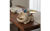 French Canine Statue Tray Hand Painted Dog Figurine Storage Bowl Canine Valet Tray Creative Design for Desktop, Living Room
