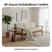 3-Seater Sofa Modern Design 3-Seater Wooden Frame Sofa wooden Look Living Room Seating for Small Space Dwellers, Families, Home, Office, Bedroom