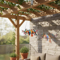 Perching Bird & Arbor Hanging Ornament Easy to Suspended Bird Window Light Ornament Indoor Outdoor Use Colorful Acrylic Hanging Decor for Garden