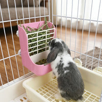 2-in-1 Hay Rack and Bunny Hay Feeder with Food Bowl, Cage-Mount Feeder for Guinea Pigs and Chinchillas, Metal Border Protector Design