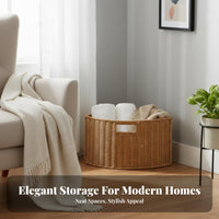 Corner Lidded Basket Woven Design Household Storage Large Capacity for Bathroom