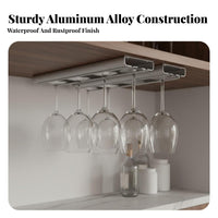 Space-Saving Under Cabinet Wine Glass Rack Minimalist Design Under-Cabinet Wine Glass Hanger Keeps Glasses Dustliberate Stemware Holder Rust-Resistant for Restaurant Owners, Homeowners, Dining Room, Pantry