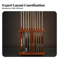 Walnut Finish Billiard Cue Rack for Game Room