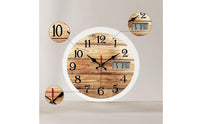 Analog Wall Clock with LCD Display Silent for Bedroom