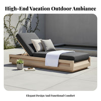 Waterproof Teak Wood Daybed Weather-Resistant Modern Poolside Sunbed Sun Resistant Cushioned Patio Chaise Long-Lasting for Beach, Villa, Garden, Courtyard