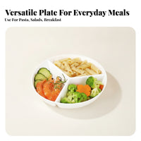 Porcelain Finish 3-Compartment Plate Glossy Surface Round Divided Plate Low Dividers