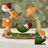 Gnome Statue with Swing Whimsical Gnome in Swing Figurine Hand-Painted Decoration Waterproof for Gardeners, Flower Bed
