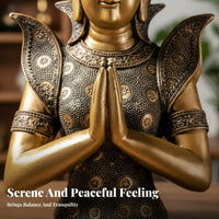 Antiqued Finish Thai Design Buddha Bust Feng Shui Ornament Southeast Asian Decor Statue Peaceful Ambiance Resin Buddha Sculpture Handmade Look for Meditation Practitioners, Spiritual Seekers, Living Room, Temple, Office, Entryway