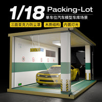 1:18 Scale Wooden Parking Garage Model with Lights for Toy Cars